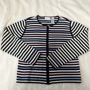 Liz Claiborne striped full zip sweater size Large!
